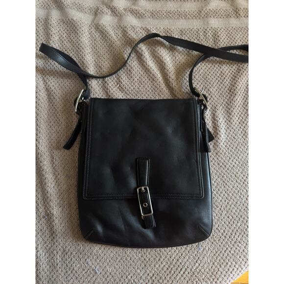 Coach Saddle Crossbody Black Leather Handbag - Picture 3 of 5